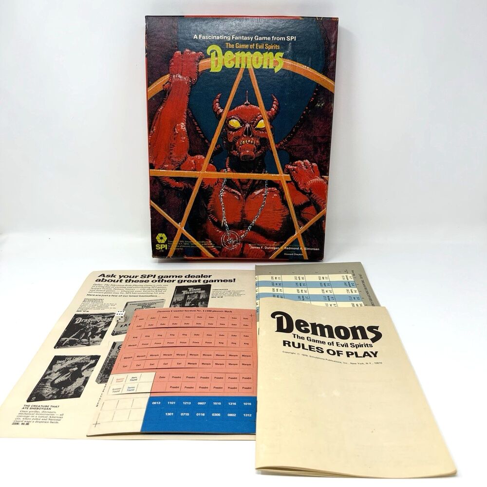 Demons Game of Evil Spirits SPI 2790 1979 Complete Unpunched Board Game